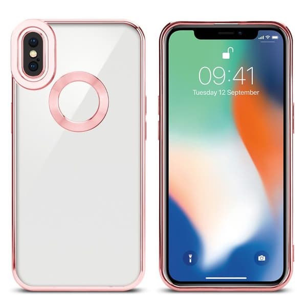 Transparent iPhone X / XS-fodral - Rosa Stötsäker Chrome Design Vit