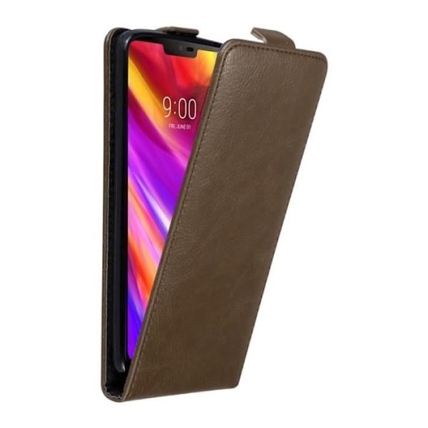 Flip-fodral - CADORABO - LG G7 ThinQ - Läderimitation - Brun - Magnetisk stängning kastanj