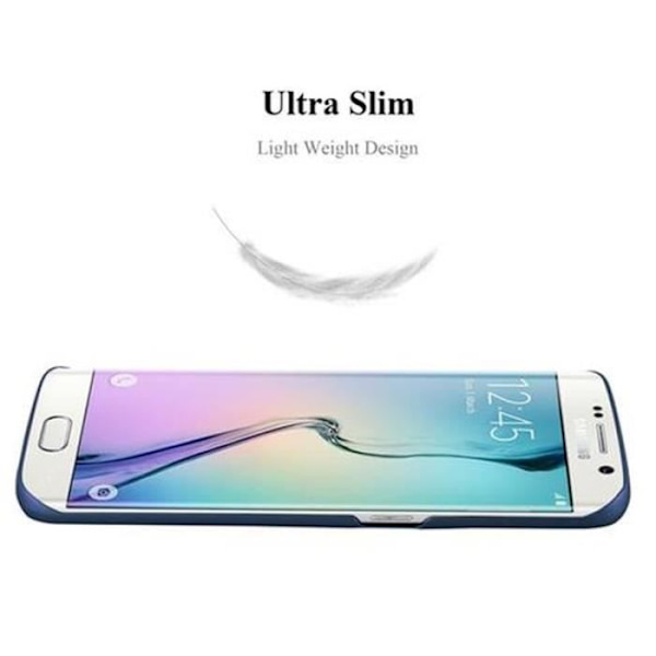 Cadorabo Fodral Samsung Galaxy S6 EDGE BLÅ METALL DESIGN MATT METALL Hårt plastskydd Skydd Hårt fodral Skal Ultra Slim Bumper