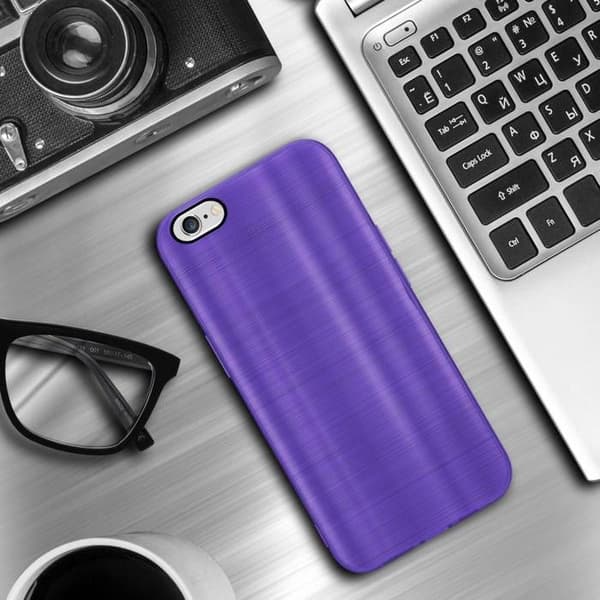 Skal för iPhone 6 / 6S Borstad Lila Kameraskydd Violett