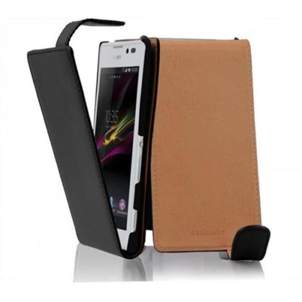 Cadorabo Sony Xperia C DESIGN FLIP Style Fodral Fodral i konstläder Struktur JET SVART
