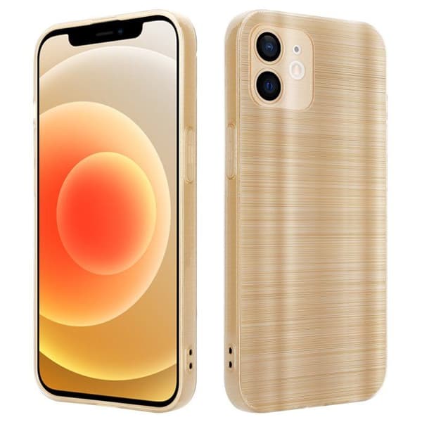 iPhone 12 Fodral Borstad Guld Kameraskydd Gul