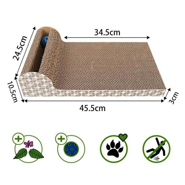 Katt leksak - INTIRILIFE - Interaktiv klösträda - Wellpapp - 45.5 x 24.5 x 10.5 cm - Brun Brun