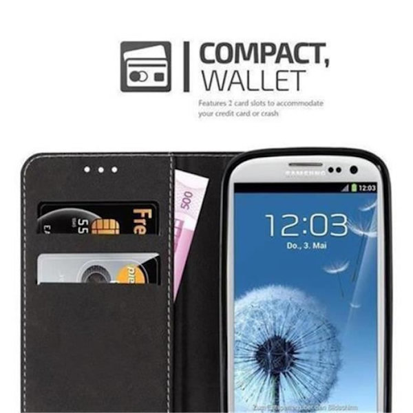 Samsung Galaxy S3 - S3 NEO Fodral i SVART ROSA från Cadorabo (LÄDER-LÄDER COMBI Design) Komplett skyddsfodral med