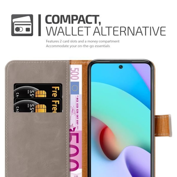 Coque för Xiaomi RedMi 10 - CADORABO - Mörk Kaffe - Syntetläder - Ställfunktion - Heltäckande Skydd Marrone Cappuccino