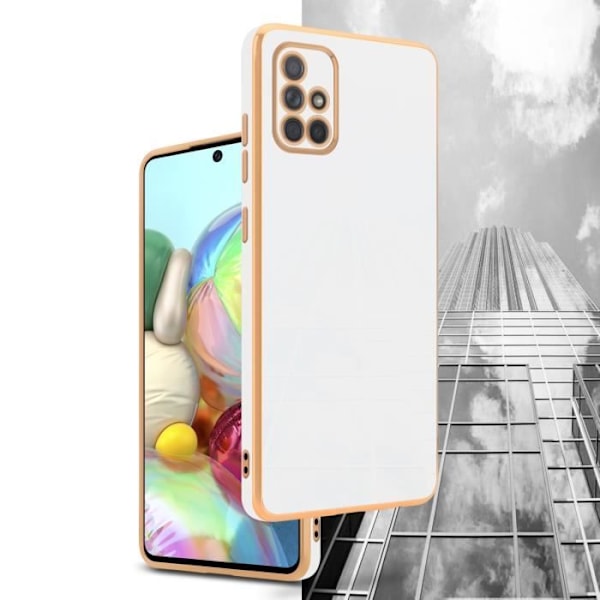 Fodral för Samsung Galaxy A51 4G / M40s Fodral i glansigt vitt - guld Silikon TPU fodral och kameraskydd Vitt guld