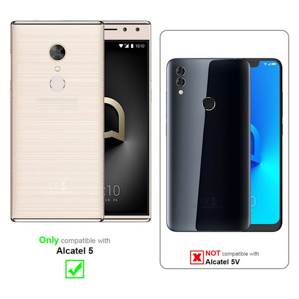 Coque för Alcatel 5 Fodral i MÖRKBROWN Etui Case Cover Skydd Plånbok Wallet kastanj