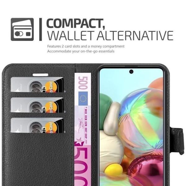 Coque - CADORABO - Samsung Galaxy A71 5G - Similicuir - Svart - Ställningsfunktion Svart