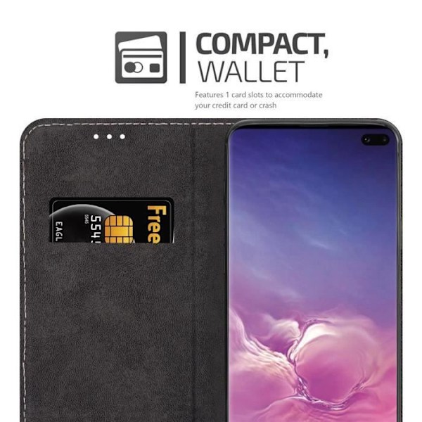 Coque - CADORABO - Samsung Galaxy S10 PLUS - Similicuir - Blå Brun - Magnetisk stängning BLÅ BRUN