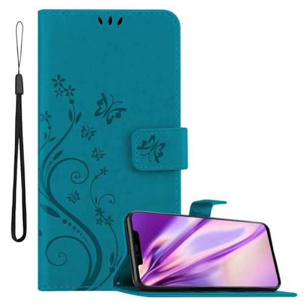 Fodral till Huawei MATE 20 PRO - CADORABO - Blommönster - Imiterat läder - Stativfunktion - 3 kortplatser Blå