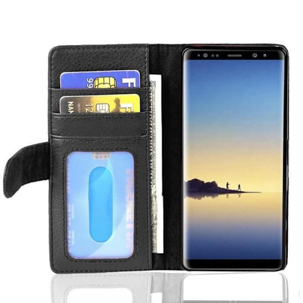 Fodral - CADORABO - Samsung Galaxy NOTE 8 - Läderimitation - Magnetisk stängning - 3 kortfack Svart