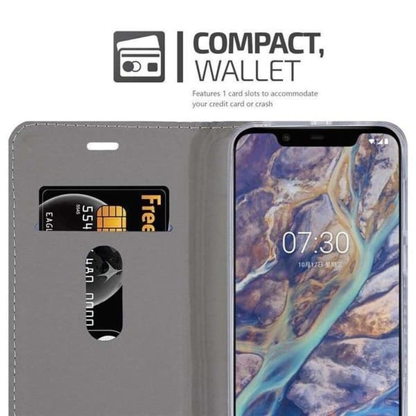 Skyddsfodral för Nokia 7.1 PLUS / X7 i GRÅSVART Stötskyddande Etui Grå