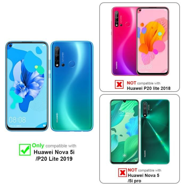Cadorabo-fodral för Huawei NOVA 5i / P20 LITE 2019 i lila med glitter flexibelt TPU-silikonskydd Lila med glitter