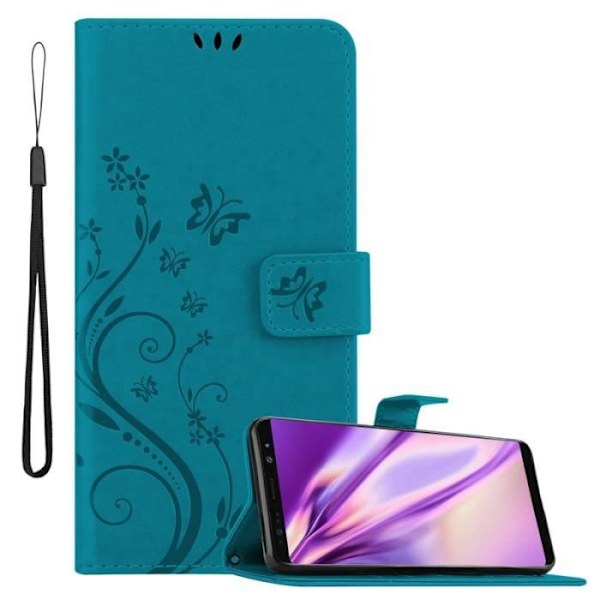Coque - CADORABO - Samsung Galaxy NOTE 8 - Similläder - Blommig - Stöd funktion Blå