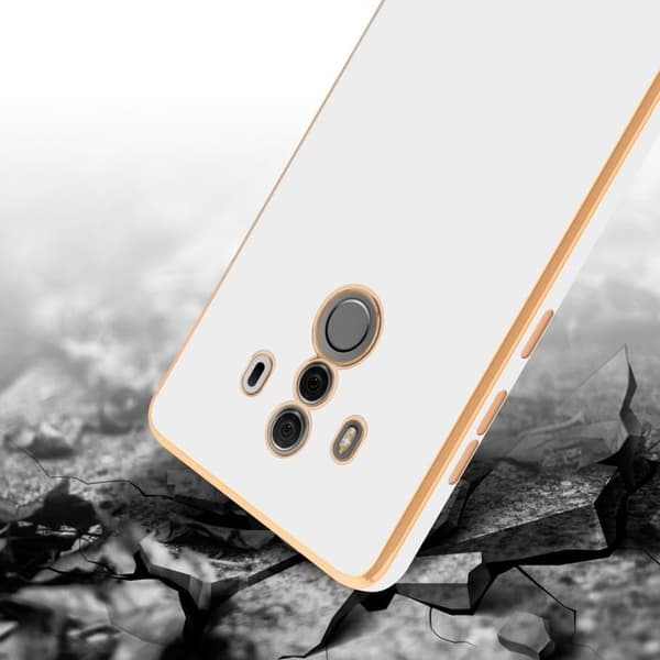 Fodral för Huawei MATE 10 PRO Glansig Vit - Guld med skydd för kamera Vit