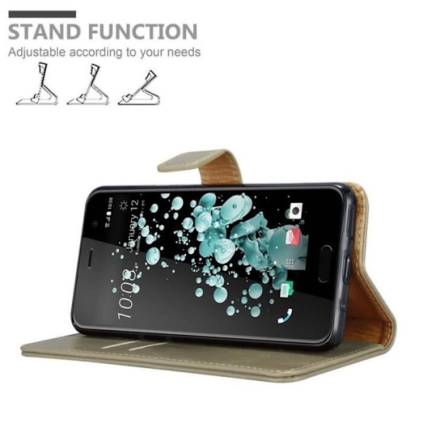 Cadorabo Fodral till HTC U PLAY i CAPPUCINO BRUNT - Skyddsfodral med magnetlås, horisontellt stativ och kortplats
