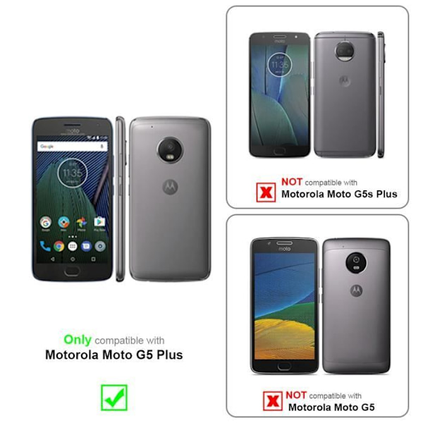 Fodral - CADORABO - Motorola MOTO G5 PLUS - Stone Brown - Magnetisk stängning - Dubbelfönster Stenbrun