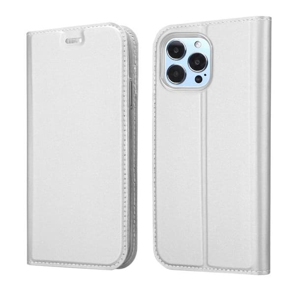 Flip-fodral för iPhone 13 PRO Klassisk Silver Plånbok Stötsäker Grå