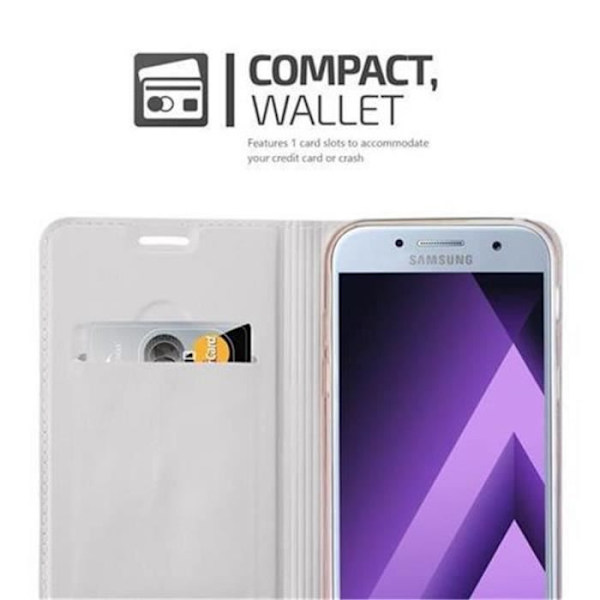 Cadorabo Fodral Samsung Galaxy A5 2017 (7) CLASSY MATT SILVER METALLIC Magnetisk Fodral Fodral Stöder Stand Card Slot