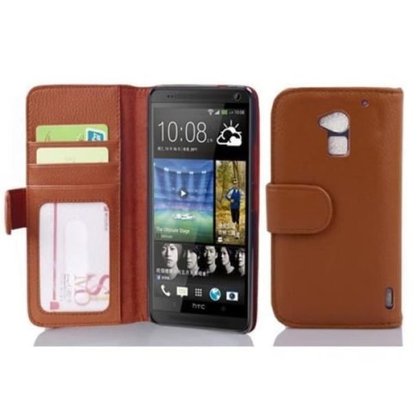 Cadorabo - Fodral Skal för &gt; HTC ONE MAX T6 &lt; – Plånbok (med kortplatser) i COGNAC - BRUNT