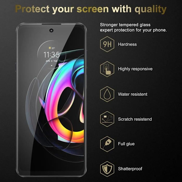 Skärm i härdat glas för Motorola EDGE 20 LITE / FUSION Skyddsfilm i HÖGT TRANSPARENT härdat härdat glas Transparent