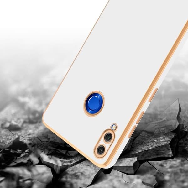 Fodral för Honor 8X Glansig Vit - Guld med skydd för kamera Vit