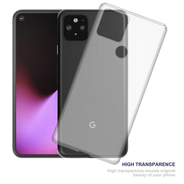 Transparent stötsäker silikonfodral för Google PIXEL 5 Vit
