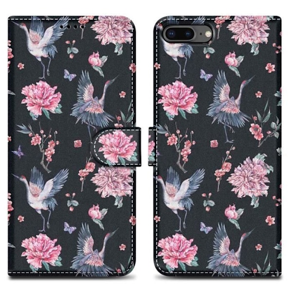 Coque - CADORABO - iPhone 7 PLUS / 7S PLUS / 8 PLUS - Similicuir - Magnetisk stängning - Krane & Blommor Nr. 9 Grue & Fleurs Nr. 9