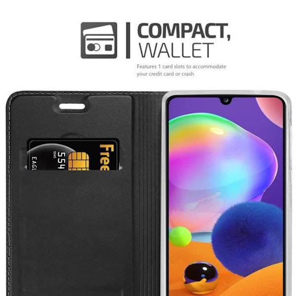Fodral till Samsung Galaxy A31 Fodral i KLASSIG SVART Fodral Skydd Magnetisk stängning Plånbok KLASSIG SVART