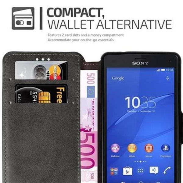 Fodral - CADORABO - Sony Xperia Z3 COMPACT - Läderimitation - Stativfunktion - Retro Grå