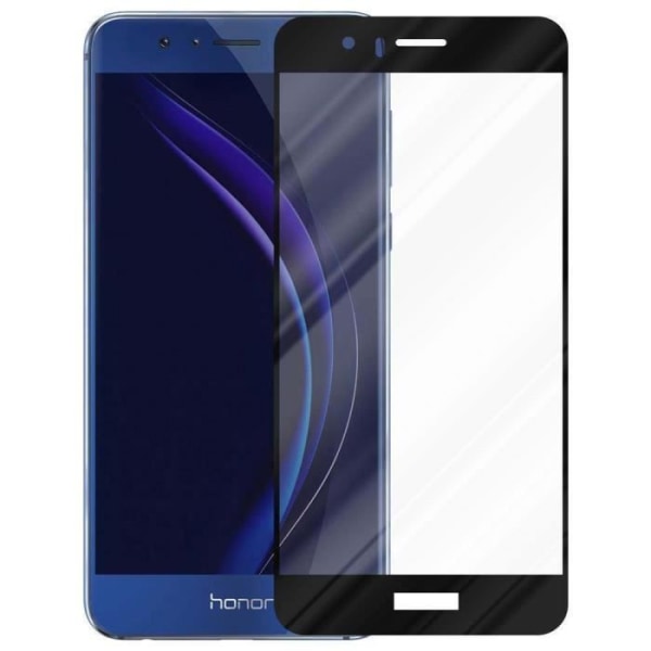 Cadorabo Tempered Glass for Honor 8 i TRANSPARENT med SVART - Skärmskydd med full täckning för skärm - Härdat