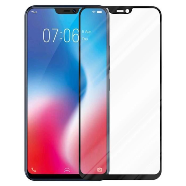 Skyddsfilm - CADORABO - Vivo V9 - Härdat glas - Fullständigt skydd - Reptålig SVART, TRANSP