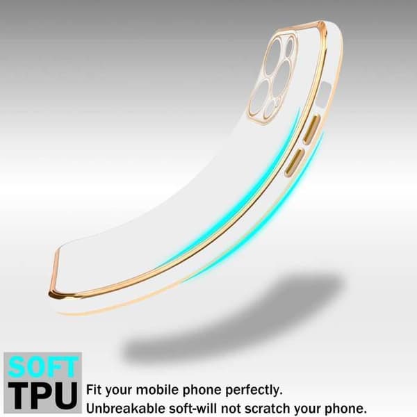 iPhone 15 PRO Glansig Vit - Guld med skydd för kamera Vit