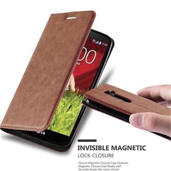 LG G2 Fodral i MEDIUM BRUN från Cadorabo (INVISIBLE MAGNETIC CLOSURE Design) Helt skyddsfodral med Flip Flip och