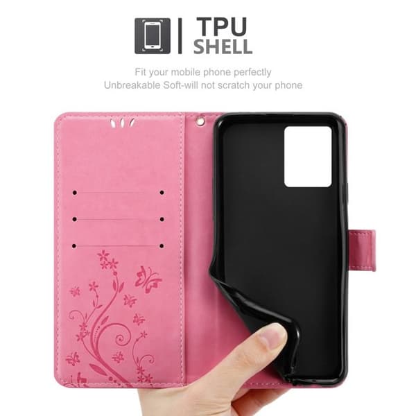 Fodral med lock för Realme 9 4G / 9 PRO+ Etui i ROSA BLOMMÖNSTER Skydd Design Blommig Plånbok Ros