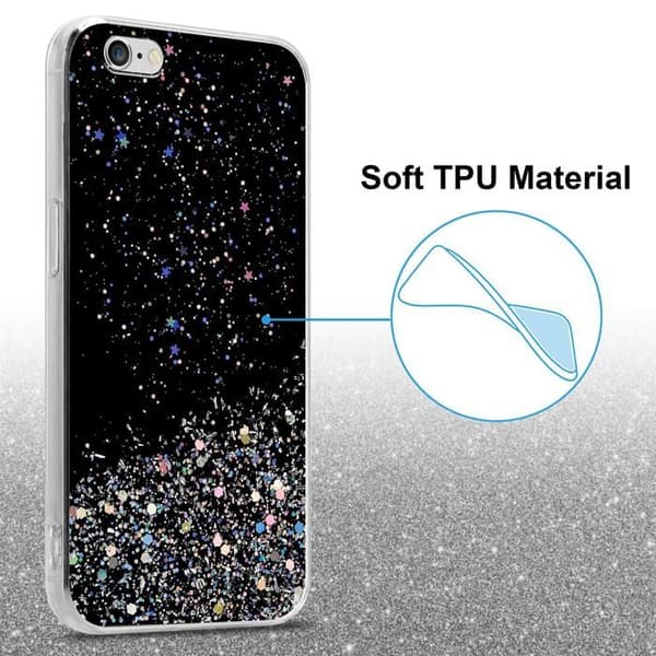 iPhone 6 PLUS / 6S PLUS Skal Svart med Glitter Skydd Design Glittrande Svart