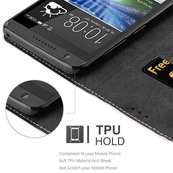 Plånboksfodral - CADORABO - HTC Desire 820 - Läderimitation - Magnetisk stängning - Tvåfärgad design Svart