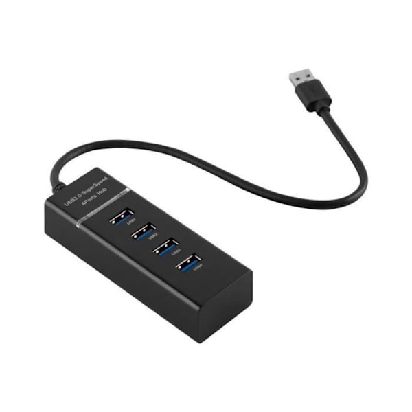 4 USB 3.0-portar multi-interface Plug & Play USB 3.0-port USB-C laddningsport bärbara datorer i SVART Cadorabo