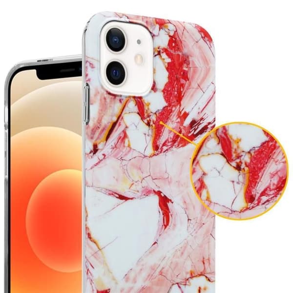 Skal för iPhone 12 / 12 PRO i Rosa Vit Marmor No. 20 Skyddsetui Ros