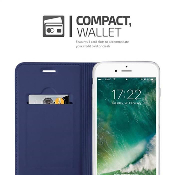 Fodral för Apple iPhone 7 PLUS / 7S PLUS / 8 PLUS i CLASSY MÖRKBLÅT Cadorabo Cover Protection magnetisk stängning Stilren mörkblå
