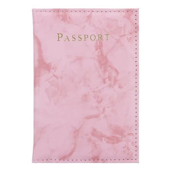 Rosa marmor konstläder pass och ID-kortshållare Set med 2 fickor för ett pass och ett kort