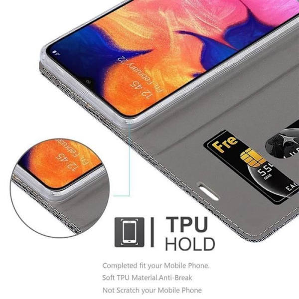 Plånboksfodral - CADORABO - Samsung Galaxy A10 - Imiterat läder - Svart - Stativfunktion Svart