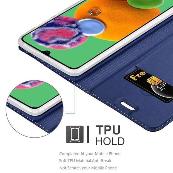 Flipfodral för Samsung Galaxy A90 5G i MÖRKBLAU Klassisk Plånbok Stötsäker Blå