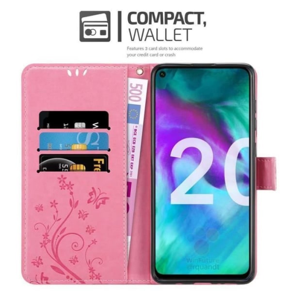 Coque - CADORABO - Honor 20 / 20S / Huawei NOVA 5T - Similiklädsel - Blommig - Magnetstängning Rosa blommig