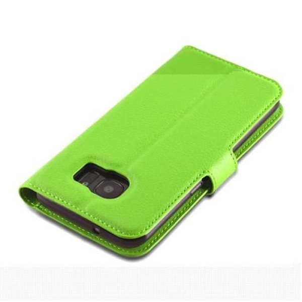 Cadorabo Fodral Samsung Galaxy S7 EDGE GRÖN Fodral Fodral Fullt skydd Magnetiskt spänne Stöder stativkortplats