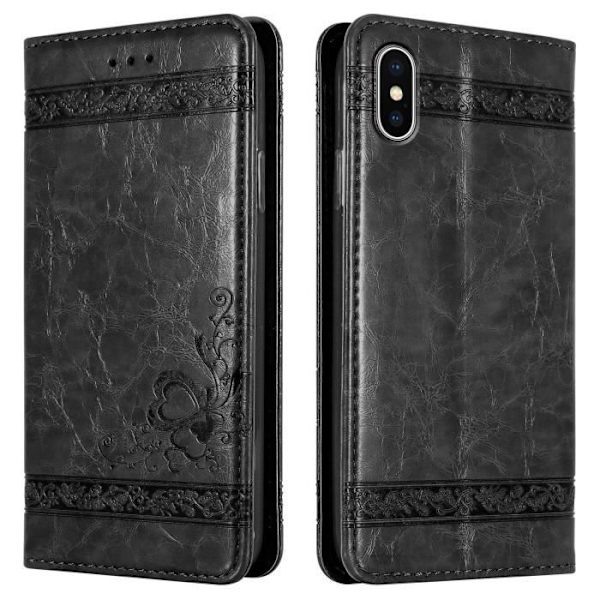 Coque - CADORABO - iPhone XS MAX - Housse Book - Silicone TPU - Svart - Skydd Wallet Svart