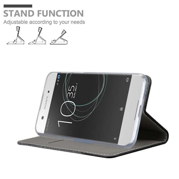 Fodral till Sony Xperia XA1 - CADORABO - Bokomslag - Läderimitation - Gråsvart - Magnetisk stängning MÖRKGRÅ