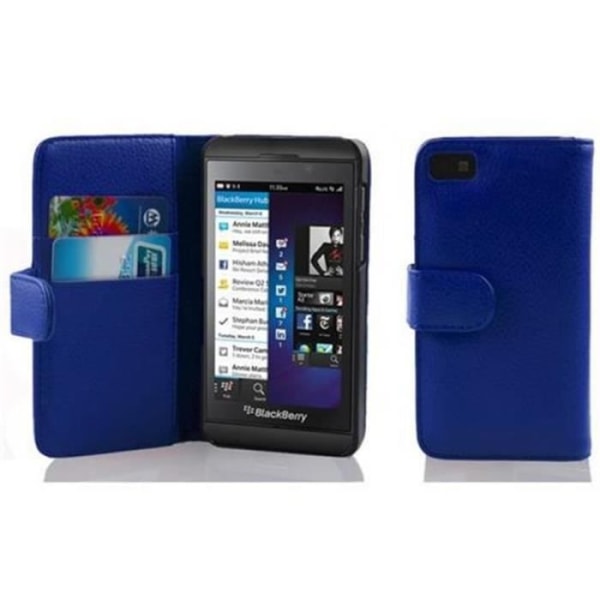 Fodral till Blackberry Z10 - CADORABO - Strukturerat konstläder - Blå - 360° flik - Integrerat skydd Blå