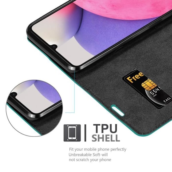 Coque - CADORABO - Samsung Galaxy A33 5G - Turquoise Pétrole - Magnetisk stängning - Ställfunktion Bensin Turkos