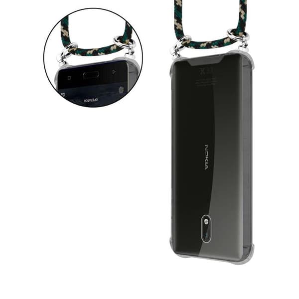 Skal för Nokia 3 2017 med kamouflage och justerbar rem brun